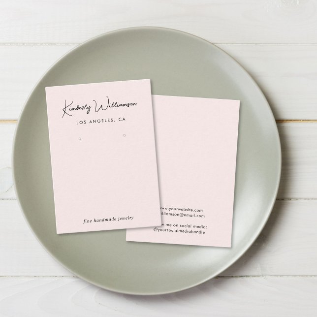 De Visite Carte d'affichage à bijoux rose chic (Empower your name in our signature script as your logo and brand identity)