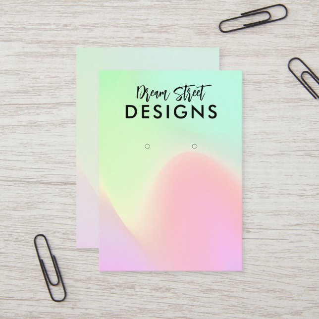 De Visite Carte d'affichage à oreille rose verte (Devant/Arrière en situation)