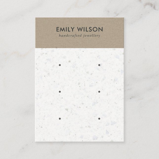 DE VISITE CARTE D'AFFICHAGE BLANCHE KRAFT TERRAZZO 3 STUD EA (Devant)