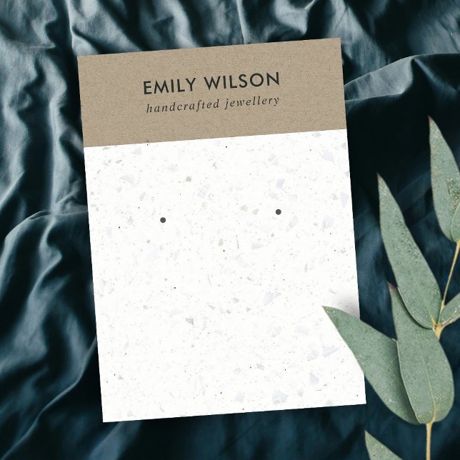 DE VISITE CARTE D'AFFICHAGE BLANCHE KRAFT TERRAZZO STUD EARR (Créateur téléchargé)