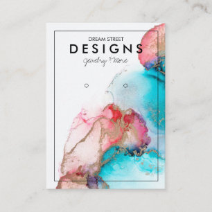 De Visite Carte d'affichage Blue Red Watercolor Gold