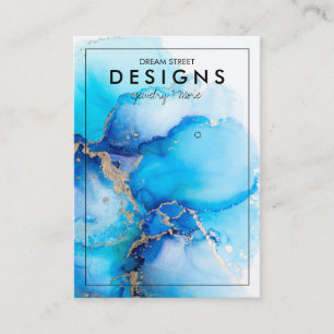 De Visite Carte d'affichage Blue Watercolor Gold