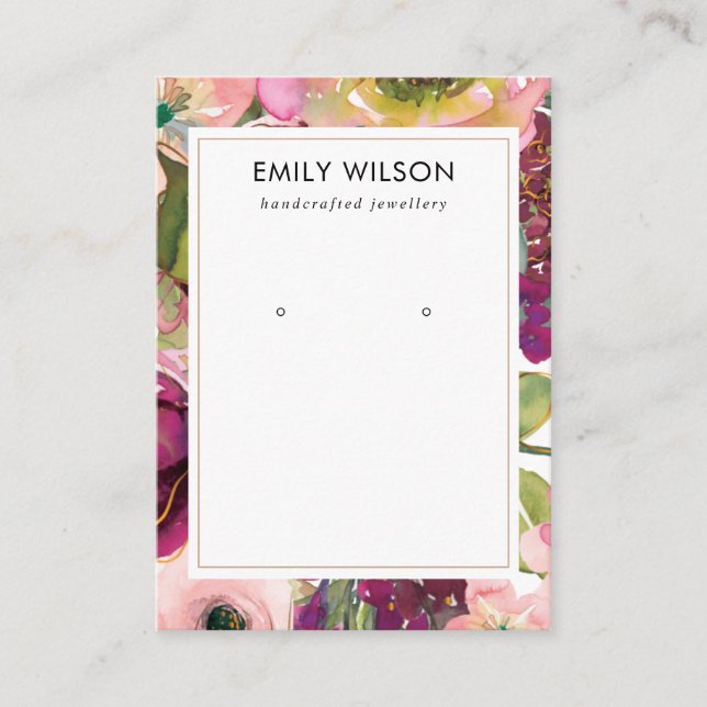 DE VISITE CARTE D'AFFICHAGE BURGUNDY BLUSH FLORAL STUD (Devant)