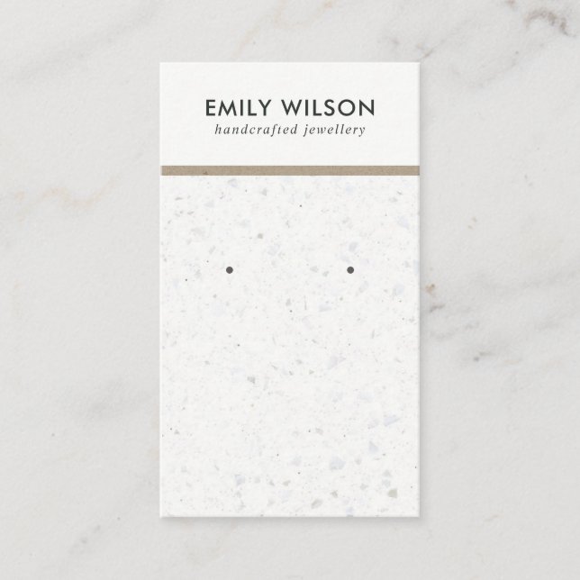 DE VISITE CARTE D'AFFICHAGE CHIC BLANC GRAY TERRAZZO (Devant)