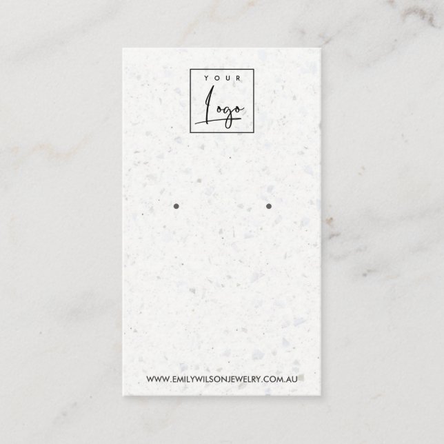 DE VISITE CARTE D'AFFICHAGE CHIC BLANC GRAY TERRAZZO (Devant)