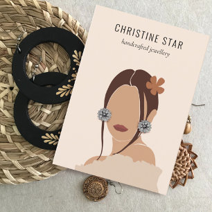De Visite Carte d'affichage Chic Boho Female Silhouette orei