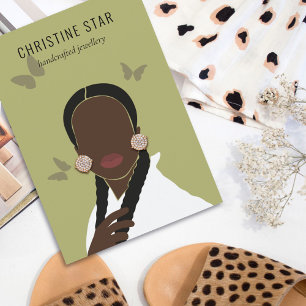 De Visite Carte d'affichage Chic Boho Female Silhouette orei