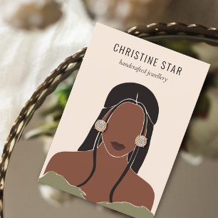 De Visite Carte d'affichage Chic Boho Female Silhouette orei
