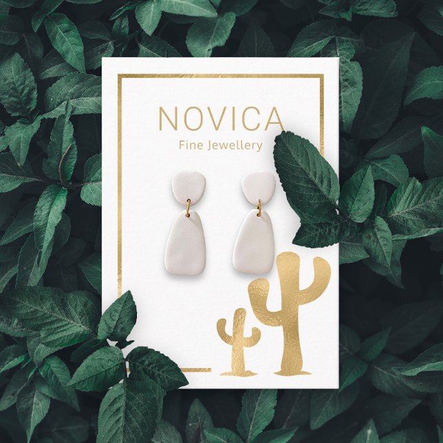 De Visite Carte d'affichage Chic Gold Cactus (Créateur téléchargé)