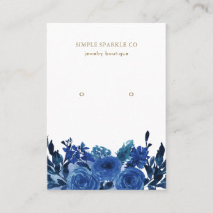 De Visite Carte d'affichage chic Indigo Blue Floral