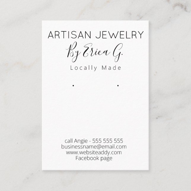 De Visite Carte d'affichage des bijoux Black and White Earri (Devant)