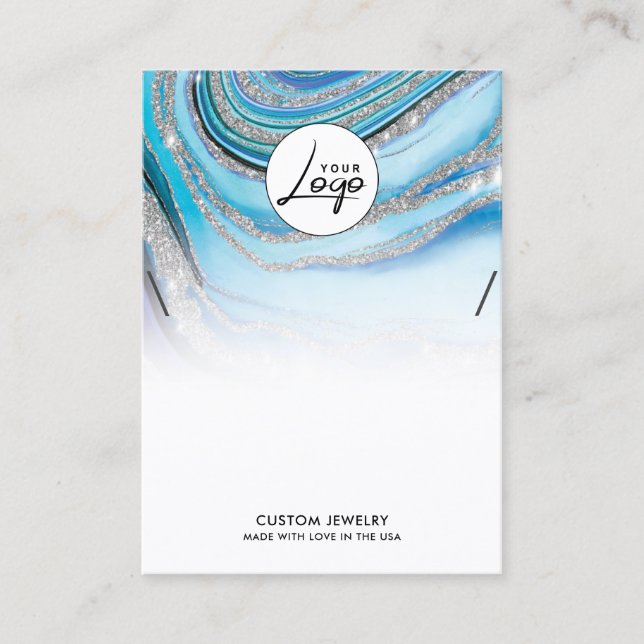 De Visite Carte d'affichage du logo en marbre bleu (Devant)