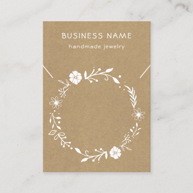 De Visite Carte d'affichage en Kraft Rustic Floral Wreath (Devant)