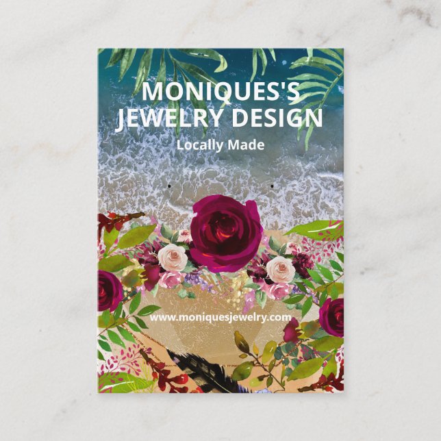 De Visite Carte d'affichage Floral Beach Sea Glass (Devant)