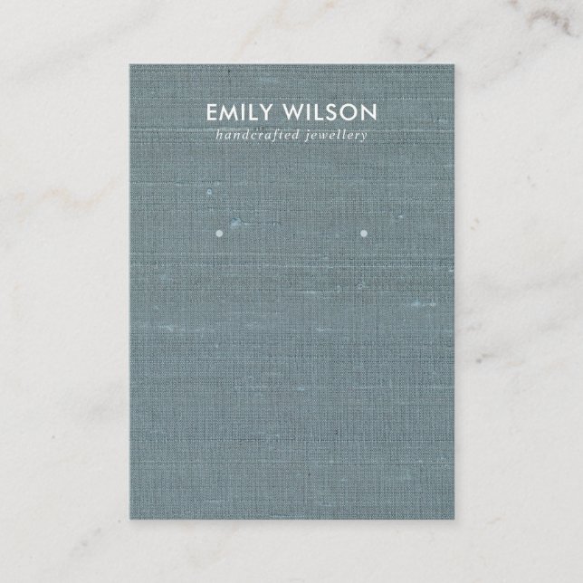 DE VISITE CARTE D'AFFICHAGE GRAY BLUE BURLAP LINEN STUD EARR (Devant)