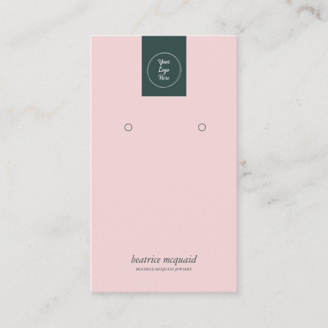 De Visite Carte d'affichage moderne Blush Pink Blue Earing (Devant)