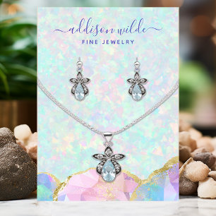 De Visite Carte d'affichage Opal Gemstone Pastel Collier d'o