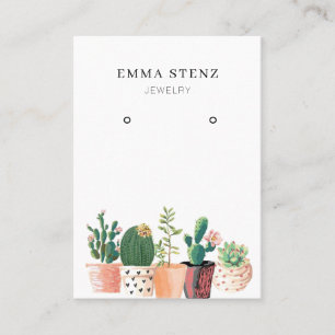 De Visite Carte d'affichage pour bijoux à oreilles ・ Cactus