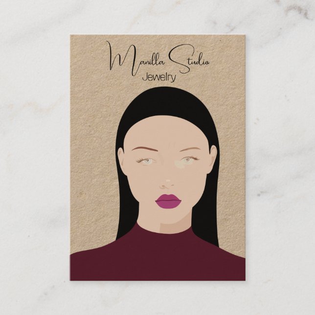 De Visite Carte d'affichage pour fille à cheveux longs d'art (Devant)