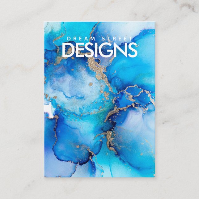De Visite Carte d'affichage Rustique Blue Watercolor Gold (Devant)