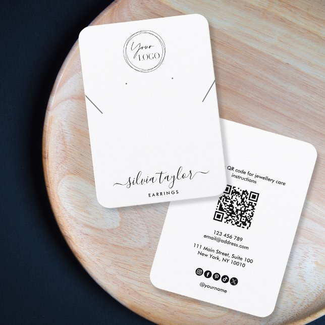 De Visite Carte d'affichage simple logo QR code collier (simple minimalist jewelry display card with qr code and your logo)