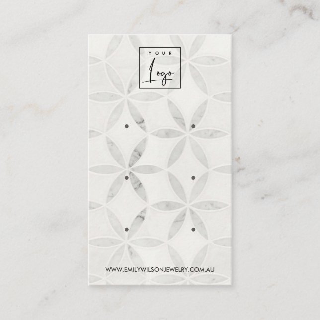 DE VISITE CARTE D'AFFICHAGE SOFT OFF WHITE FLORAL 3 STUD EAR (Devant)