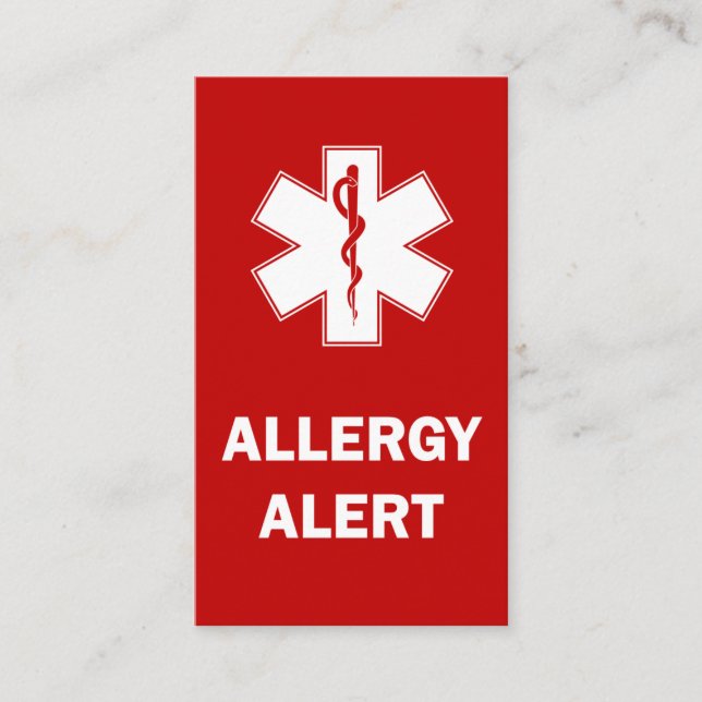 De Visite Carte d'alerte d'allergie personnalisée (Devant)
