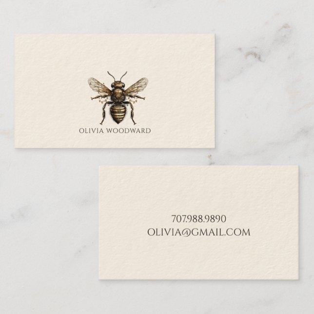 De Visite Carte d'appel élégante Gold Bee Illustration (Devant / Derrière)