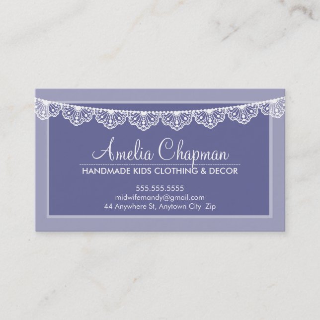 De Visite CARTE D'APPEL mignonne créative dentelle mauve (Devant)