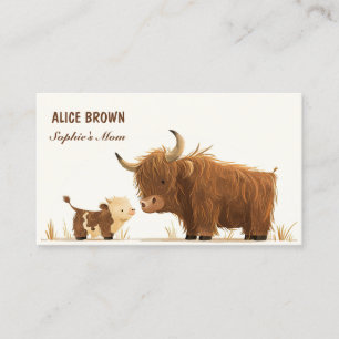 De Visite Carte d'appel mignonne Highland Cow & Calf