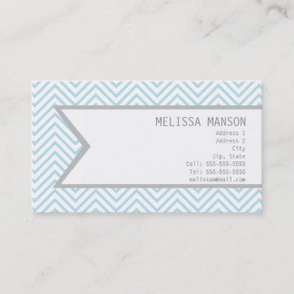De Visite Carte d'appel Monogramme Blue Chevron
