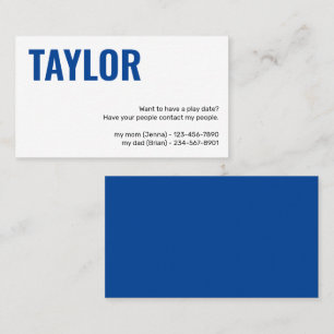 De Visite Carte d'appel pour enfants Jouer Date Playdates Fi