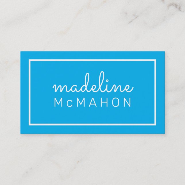 De Visite CARTE D'APPEL preppy moderne chic simple aqua bleu (Devant)
