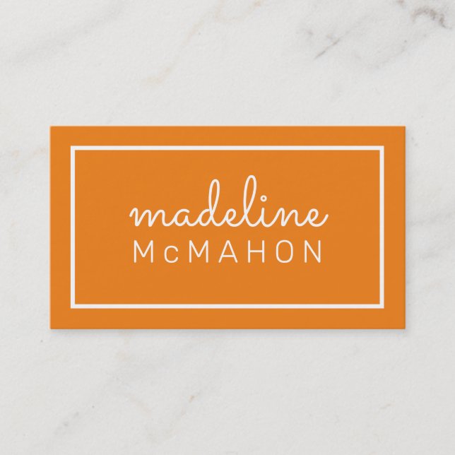 De Visite CARTE D'APPEL preppy moderne chic simple orange (Devant)