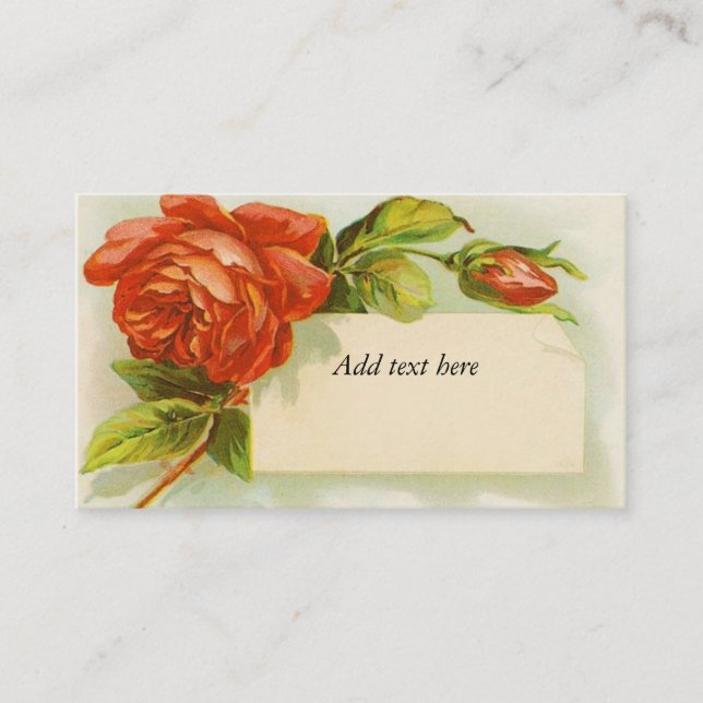 De Visite Carte d'appel Red Roses vintage (Devant)