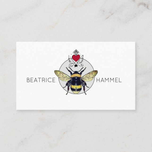 De Visite Carte d'appel sociale Bee Heart Wings (Devant)