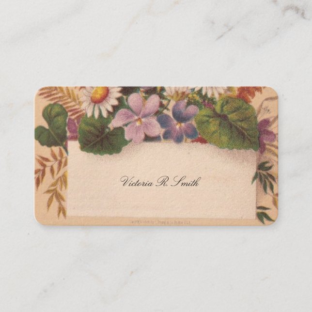 De Visite Carte d'appel victorienne - Floral (Devant)