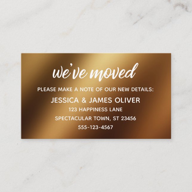 De Visite Carte décontractée Gold Ombre "We've Moved" (Devant)