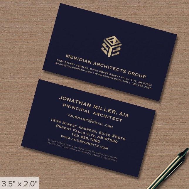 De Visite Carte d'élégance Navy Blue Architect (Créateur téléchargé)