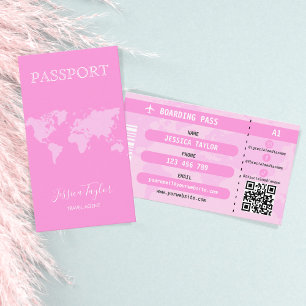 De Visite Carte d'embarquement moderne Pink Passport Carte d