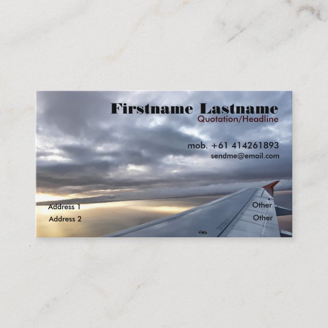 De Visite Carte d'entreprise/profil du voyageur (Devant)