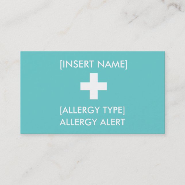 De Visite Carte d'identité d'alerte d'allergie/ICE (Devant)