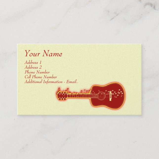 De Visite Carte d'industrie musicale - guitare rouge (Devant)