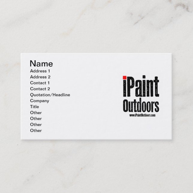 De Visite carte d'iPaintOutdoors (Devant)