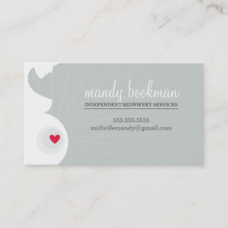 De Visite CARTE DOULA MIDWIFE grise du coeur du ventre encei
