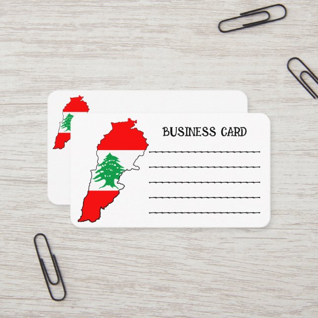 De Visite Carte du Liban avec drapeau (Devant/Arrière en situation)