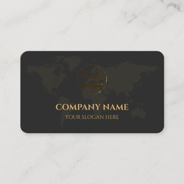 De Visite Carte du monde noir et or professionnel (Devant)