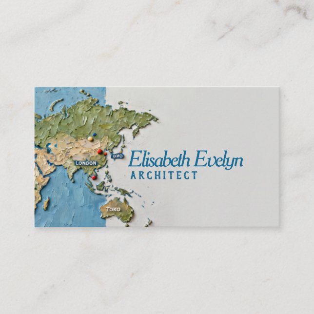 De Visite Carte du monde peinte texturée avec emplacements m (Devant)