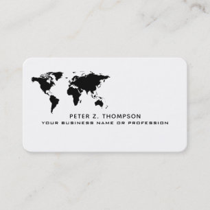 De Visite carte du monde simple commerce international noir 