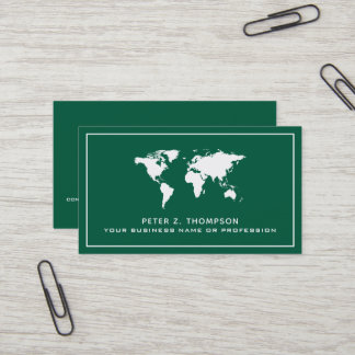 De Visite Carte du monde sur fond vert foncé international